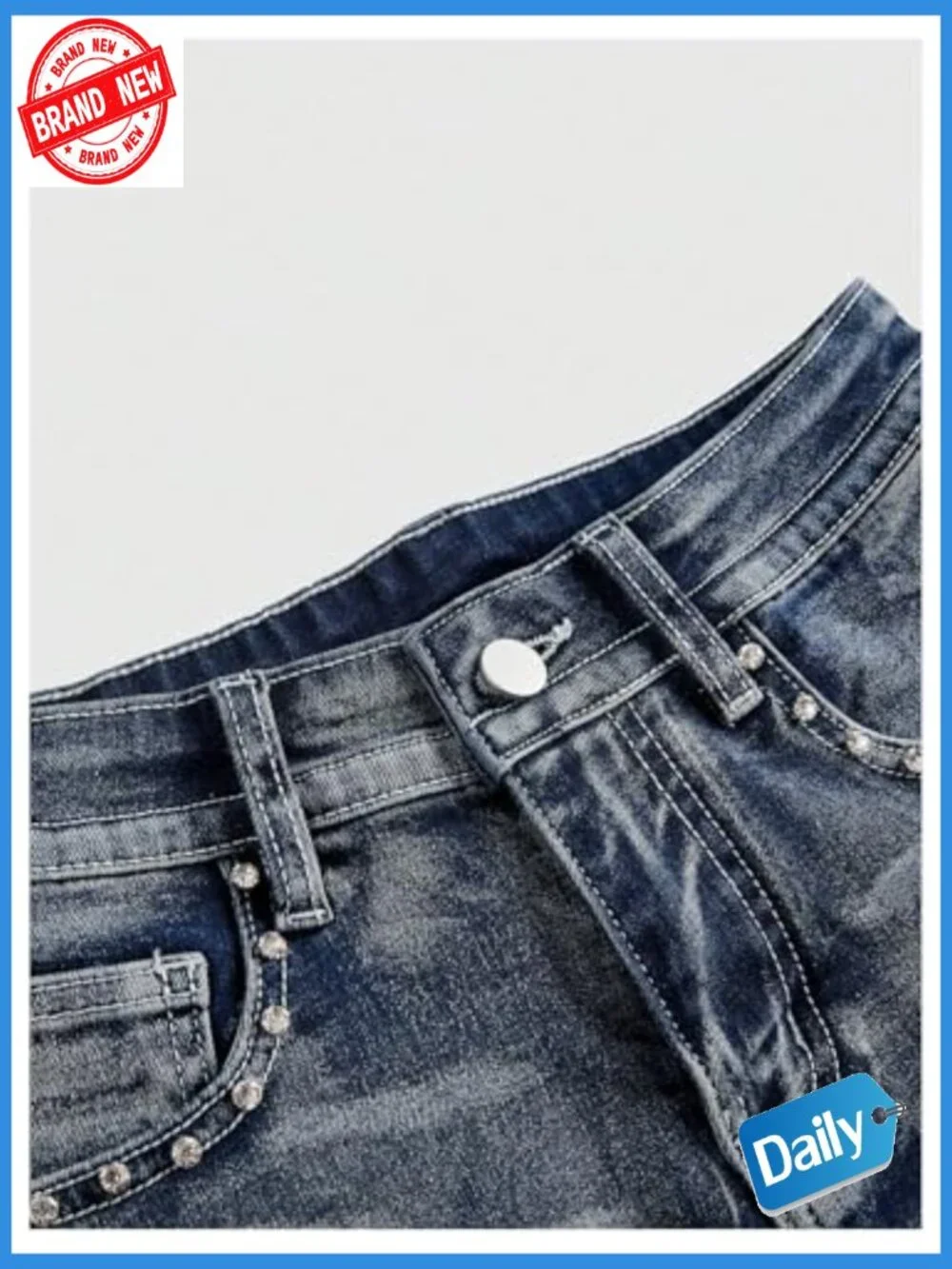 Y2K Sparkly Rhinestone Embroidered Jean Mini Shorts Festival Rave Outfits